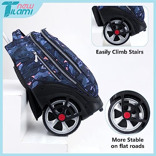 NEW TILAMI 19 inch Rolling Backpack Teens Rolling Backpack Cute Wheeled Laptop Backpack Bookbag Roller Travel Bag College, Doodle Grey - color: Grey Doodle