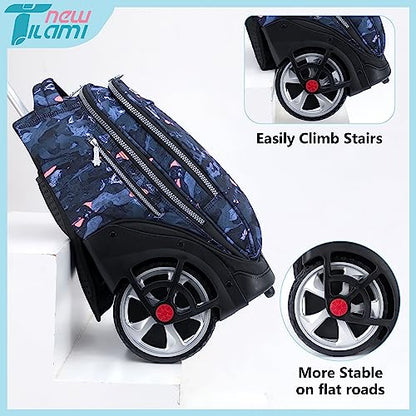 NEW TILAMI 19 inch Rolling Backpack Teens Rolling Backpack Cute Wheeled Laptop Backpack Bookbag Roller Travel Bag College, Doodle Grey - color: Grey Doodle