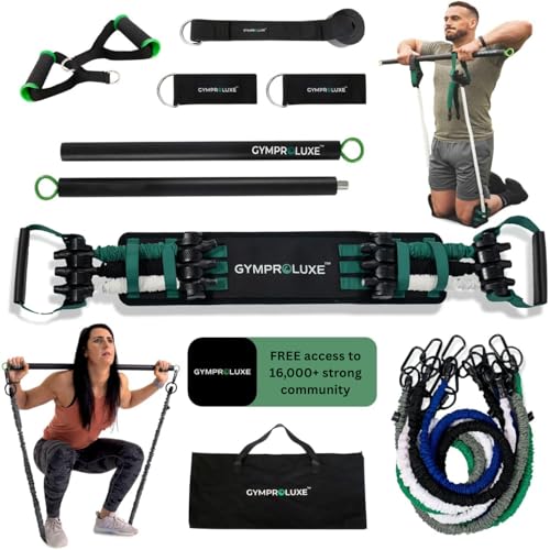 Gymproluxe Portable Gym - Resistance Exercise Band Set - 200LBS Resistance Bands for Men & Women - Multi Gym Fitness Equipment & Pilates Bar for Home Workout - style: All in one