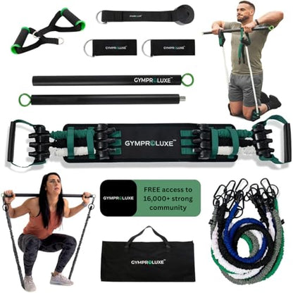 Gymproluxe Portable Gym - Resistance Exercise Band Set - 200LBS Resistance Bands for Men & Women - Multi Gym Fitness Equipment & Pilates Bar for Home Workout - style: All in one