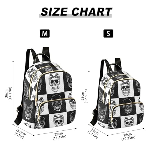 ALAZA Mini Backpack Purse for Women Lightweight Girls Small Size Gothic Skull Black and White School Teens College Traveling - color: Gothic Skull Black and White, size: Small