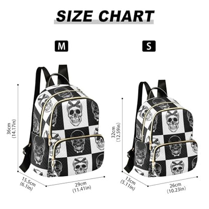 ALAZA Mini Backpack Purse for Women Lightweight Girls Small Size Gothic Skull Black and White School Teens College Traveling - color: Gothic Skull Black and White, size: Small