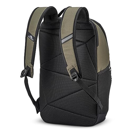 High Sierra Swoop Backpack, Lightweight Bookbag, Large Main Compartment + External Accessory Pockets, Separate Laptop Pocket, Dual Water Bottle Pockets, Fits most 17” Laptops, 30L Capacity, Olive - color: Olive