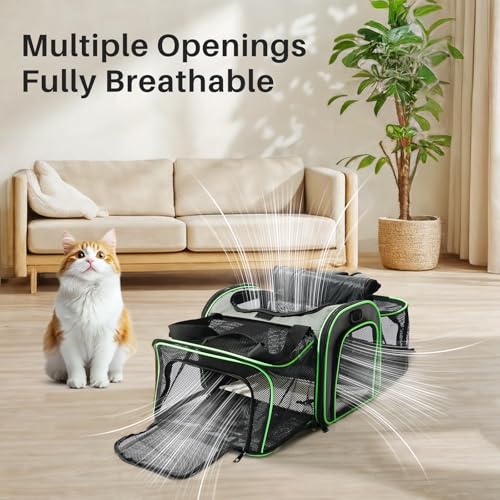 Gardner Pet Expandable Cat Carrier Airline Approved (18x12x12 in), 2-Side Square Extension Pet Travel Carrier for Medium Cats up to 15 lbs, Mesh Soft-Sided Cat Carrier Bag - color: Grand Edition (18"x 12"x 12")