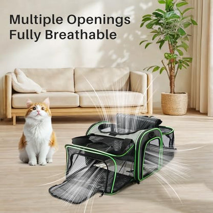 Gardner Pet Expandable Cat Carrier Airline Approved (18x12x12 in), 2-Side Square Extension Pet Travel Carrier for Medium Cats up to 15 lbs, Mesh Soft-Sided Cat Carrier Bag - color: Grand Edition (18"x 12"x 12")
