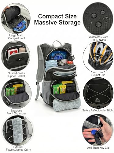 Hydration Hiking Backpack, Water Hiking Backpack, Hydration Backpack with 15l Water Bladder, Runinnng Backpack for Men Women for Cycling Campling - color: Black