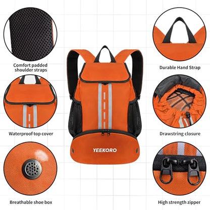 Soccer Backpack Multifunctional Sport Gym Bags with Dry-wet Separate & Shoe Compartment for Basketball Volleyball - color: Basic Model-orange
