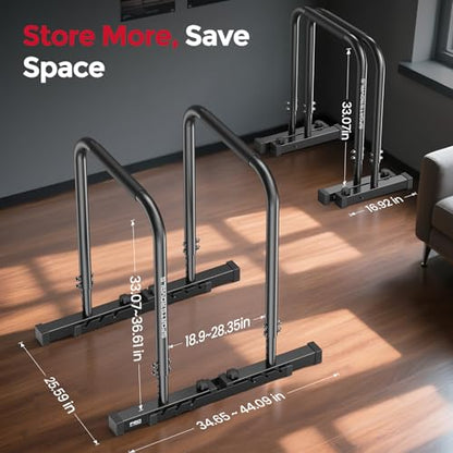 SPORTSROYALS DP2 Dip Station, 600LBS Heavy Duty Dip Bar, Height & Width Adjustable Dip Bar Station, Parallel Bars with Dual-Sided Connectors, Calisthenics Equipment for Full Body Strength Training