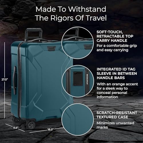 Briggs & Riley 27 Inch Medium Checked Luggage - Hardshell Heavy Duty Travel Suitcase Spinner with TSA Lock - Integrated Garment Compartment System - Torq Collection - Ocean - color: Ocean, size: 27"