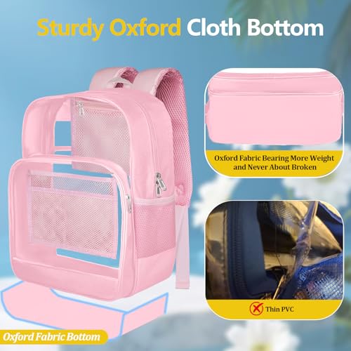 Clear Backpack for School Heavy Duty Clear Bookbag - color: Pink, size: Large