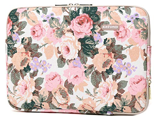 Kayond Canvas Water-Resistant KAYOND Nylon Fabric 15.6 Inch Laptop Sleeve case for 15 inch 15.4 inch 15.6 inch Notebook Computer (15-15.6 inch, White Camellia) - color: White Camellia, size: 15-15.6 inch