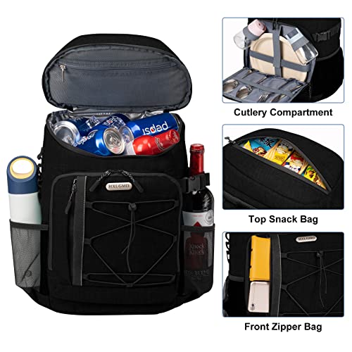 HXLGMD Backpack Coolers Insulated Leak Proof 30 Cans, Soft Sided Insulated Cooler Bags Ice Chest Backpack for Beach Travel Camping, with Reusable Ice Packs - color: Black