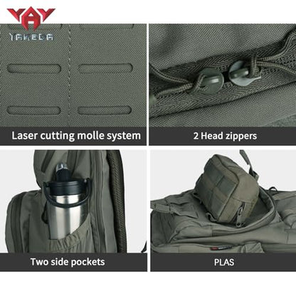 vAv YAKEDA 500D NylonTactical Military Backpack for Men,Fit 12.6-15.6 inches Laptop, Daily Bag for Hiking,hunting,running (Green) - color: Green