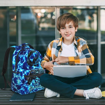 Gaming Boys School Backpack Elementary Middle Video Game Lightning Backpack For Kids Game Bookbag Daypack Travel Back Pack Ages 6-18 - color: Game Lightning
