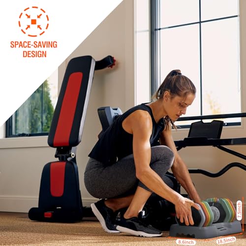SKOK 25/55 lbs Pair Adjustable Dumbbells Set, Adjustable Weights Dumbbells Set for Men and Women with Anti-Slip Fast Adjust Weight by Turning Handle Dumbbell with Tray - color: 55lbs-Colorful-Pair