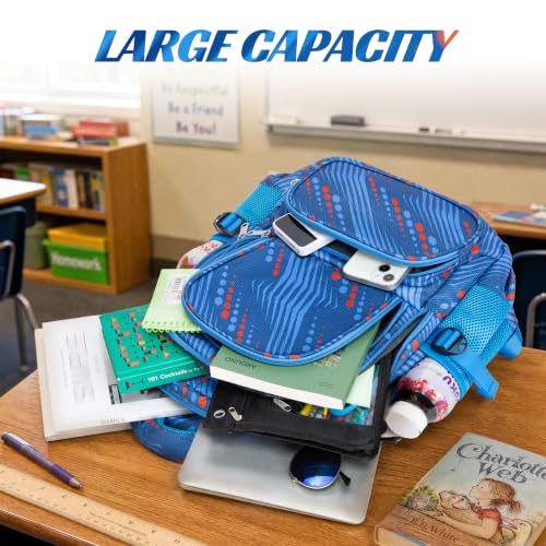 BLUEFAIRY Kids Backpacks for Boys Girls Ages 6-8 8-10 10-12 Elementary Middle School Backpack 17 Inch Back to School Bookbag with Laptop Compartment Mochilas Escolares para Niños Niñas (Blue Lines) - color: Blue Lines