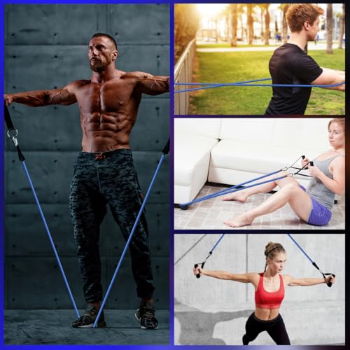 VEICK Resistance Bands, One Single Exercise Bands, Workout Bands Resistance Training for Home Workouts Fitness Pilates - color: Blue(20LBS) + Handles