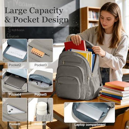 College Backpack For Women Men,Lightweight High School Bag,School Backpack With Lots Of Pockets,Cute Bookbag For Teens Boys Girls,Casual Daypack Backpack For School(Gray Brown) - color: A3-gray Brown