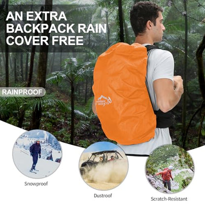 IX INOXTO Hiking Backpack, 26L/40L Waterproof Hiking Daypack with 3L Water Bladder and Rain Cover, Lightweight Travel Camping Backpack for Men Women (Black) - color: Black