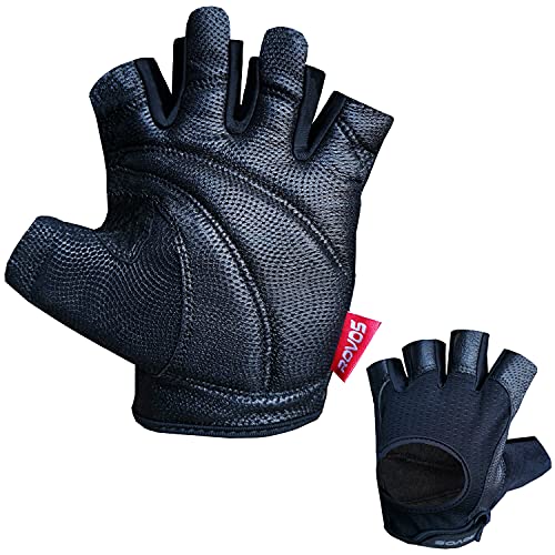 Workout Gloves for Men Ventilated Leather Weightlifting Gloves, Double-Layer Anti-Slip Palm with Foam Padding for Superior Grip and Hand Protection - size: Medium