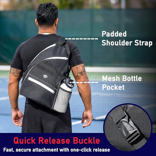 Nomad USA Pickleball Bag for Men & Women,10L Sports Bag Pickleball Backpack w/Fence Hook, Safety Pockets, 3 Compartments, Adjustable Sling Bag for Shoe,Gear,Equipment,Paddles,Balls,Accessories