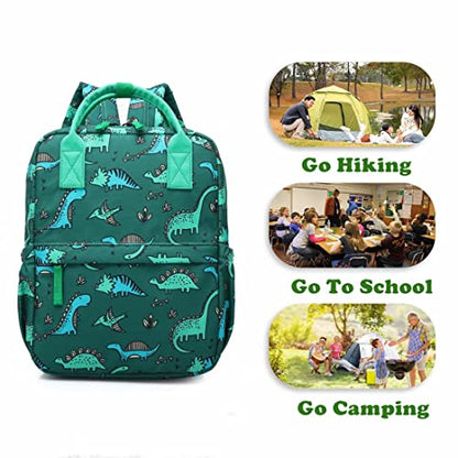 Cute Preschool Backpack Toddler School Book Bag for Girls Boys Kids Kindergarten Nursery Travel Bag with Chest Strap(15inch, Green Dinosaur) - color: Green Dinosaur, size: 15inch