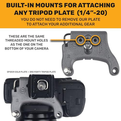 SPIDER HOLSTER – Clip-on Camera Holster and Camera Plate with Durable Stainless Steel Pin – Compatible with Any Belt - color: Silver
