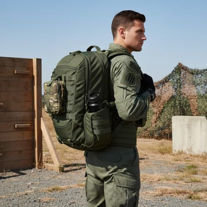 35L Tactical Backpack for Men, MOLLE Military Bug Out Bag, Waterproof Rucksack for Hiking with Hydration Port Army Green - color: Army Green