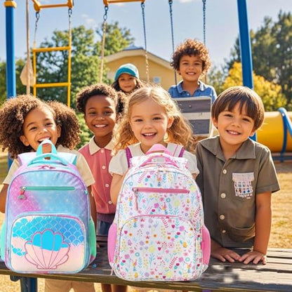 RHCPFOVR Kids Backpack for Girls - Girls Backpack 3-8 Ages Flower for Kids 15 Inch School Bookbag for Kindergarten Elementary School Bookbag for Girl 1st 2nd Grade - style: Flower