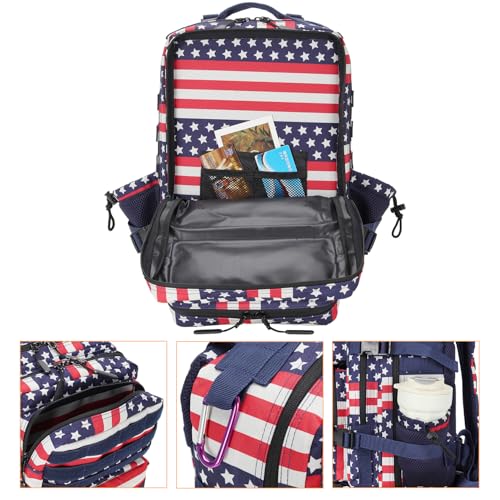 Lovelinks21 25L Tactical Military Backpack Small Travel Backpack for Men and Women Assault Pack Bug Out Bag Molle Daypack Gym Backpack with Bottle Holder (Flag) - color: Flag Print