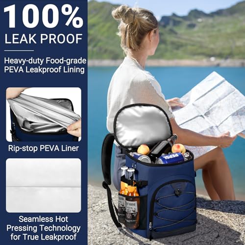 NECKORY Cooler Backpack, Lightweight and Soft Backpack Cooler for Men Women, Insulated Lunch Bag for Camping Traveling Hiking - color: Navy