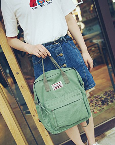 LuckyZ Womens Casual Style Lightweight Canvas Backpack Travel Daypack Small Handbag Purse Army Green - color: Army
