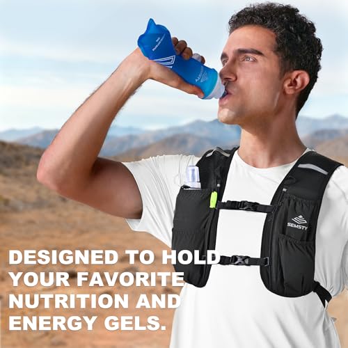 Running Vest for Women Men, 5L Hydration Vest with Dual 500ml Soft Flask, Lightweight Water Backpack, Adjustable Chest Straps Running Hydration Backpack for Running Cycling Hiking - color: Black