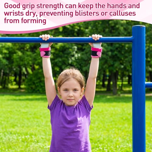 Foilswirl 2 Pairs Gymnastics Hand Grips Wristbands and Gloves Set for Kids Breathable Wrist Brace Gymnastic Bar Palm Protection and Wrist Support Sports Accessories for Sports Workout Exercise