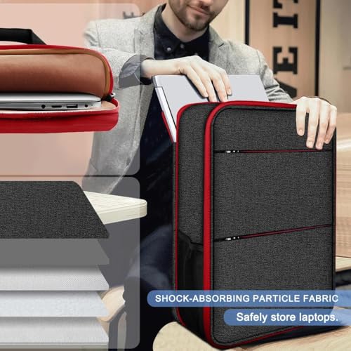 ZINMARK Slim Expandable Laptop Backpack with Small Case for 15-16 inch Notebooks,Water Resistant Computer Bag for College Business for Men Women，Black Red - color: Black Red