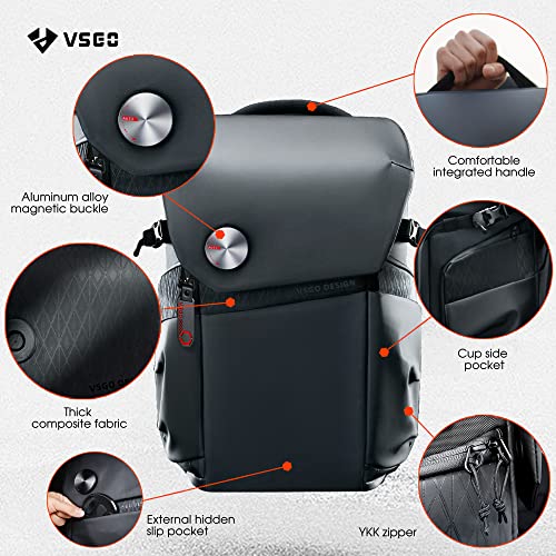VSGO Black Snipe Camera Backpack 16L – Lightweight 1.1kg Professional DSLR/SLR Photography Bag for Sony, Canon, Nikon Cameras, DJI Stabilizers, Travel & Outdoor Use - size: 16L