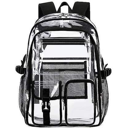 abshoo Large Clear Backpack For Girls Women School Bookbag Heavy Duty Transparent Backpack (Black) - color: Black