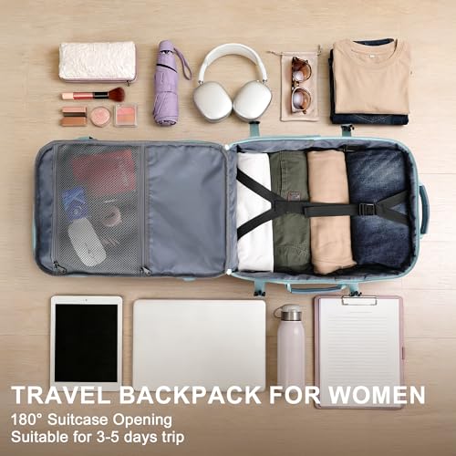 PIJUSHI Travel Backpack for Women Expandable Carry on Luggage Backpack Airline Approved TSA 16" Laptop Bag Business with USB Port(PE034 Blue) - color: Blue