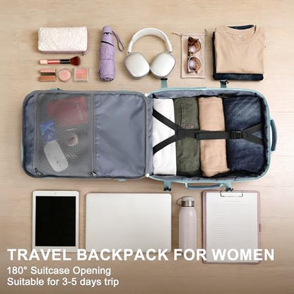 PIJUSHI Travel Backpack for Women Expandable Carry on Luggage Backpack Airline Approved TSA 16" Laptop Bag Business with USB Port(PE034 Blue) - color: Blue
