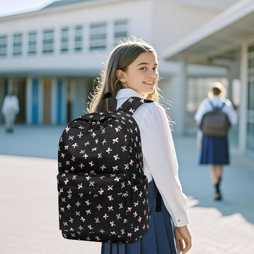 LEDAOU School Laptop Backpack for Teen Girls Lightweight 15.6 inch Bookbag for College Middle High School Women Casual Travel Daypack - color: Black