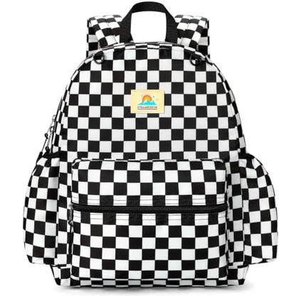 STEAMEDBUN Kids Backpack for Boys Girls 5-8, 15inch Girls Boys Backpacks Kindergarten - color: Black Checkerboard, size: SMALL-15"H(fit folder)