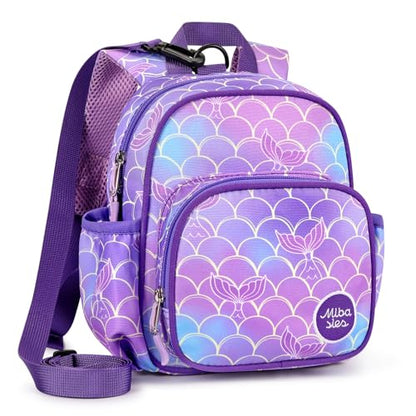 mibasies Backpack Leash for Toddlers 1-3: Baby Backpack for Girls with Anti-Lost Harness - Mermaid Purple - color: Mermaid Tail, style: Leash (Age 1-2)