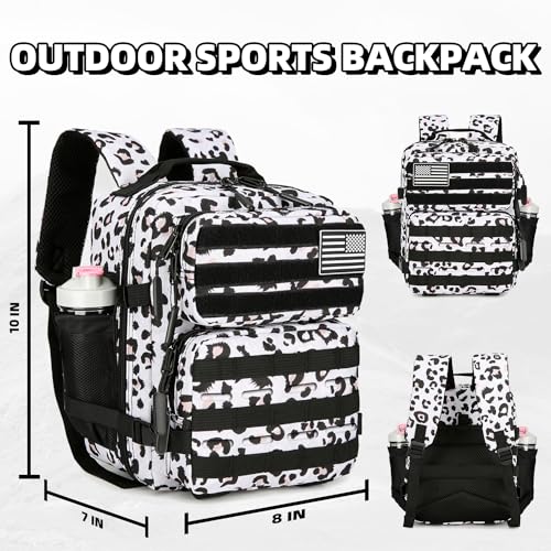 9L Mini Tactical Backpack for Men and Women Tactical Backpack Small for Hiking Small Tactical Bag Fitness Pack - color: White Leopard