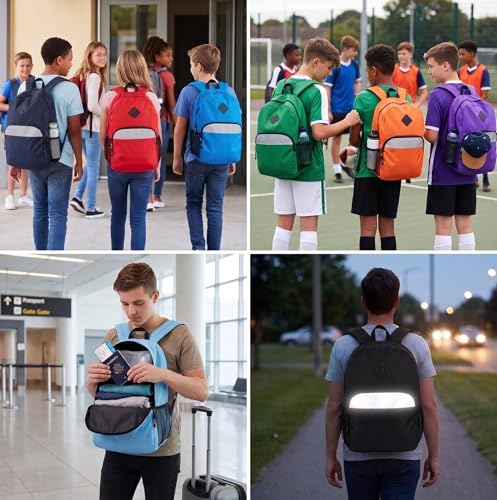 Trail maker 17" Backpack – Reflective School Backpack with Padded Straps, Water Bottle Pockets for Kids & Adults, School Travel Camp (Navy) - color: Navy