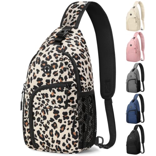 Pritent Crossbody Bags for Women Men Sling Bag Backpack Shoulder Bag - color: Leopard, size: Medium