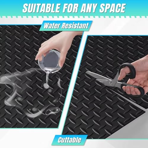 Heavy Duty Diamond-Plate Rubber Flooring Roll 4x6 FT, Multi-Purpose Waterproof Anti-Slip Floor Mat, Easy to Clean Under Equipment, Mats for Garage, Gym, Stable, Basement, Kennel - size: 4 ft x 6 ft x 0.1 in