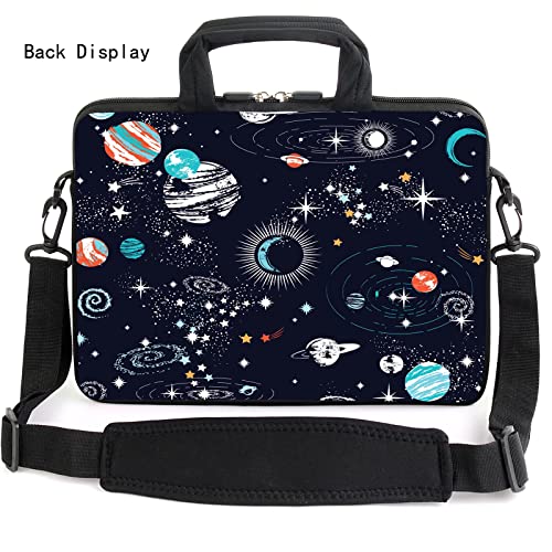 AMARY 15.4" 15.6" laptop sleeve adjustable shoulder strap with handle accessory pocket for men women (Galaxy-1) - color: Galaxy-1
