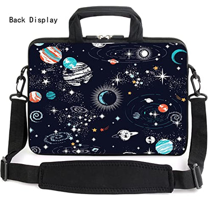 AMARY 15.4" 15.6" laptop sleeve adjustable shoulder strap with handle accessory pocket for men women (Galaxy-1) - color: Galaxy-1