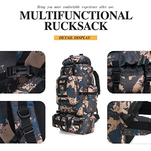 100L Camping Hiking Backpack,Molle military Tactical rucksack backpack,Waterproof Lightweight Hiking Backpack - color: Bluecp