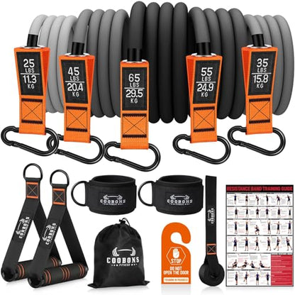 Resistance Bands with Handles, 175lb Exercise Bands for Working Out, Fitness Bands, Workout Bands with Door Anchor and Ankle Straps, Physical Therapy, Yoga, Strength Training Home Gym Equipment - style: 225LBS